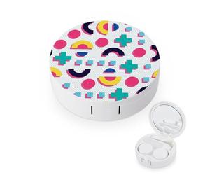 fkgvwo Contact Lens Case Colorful Geometry Contact Lens Box Travel Kit Portable for Travel & Home
