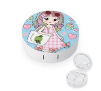 fkgvwo Contact Lens Case Little Girl Contact Lens Holder Box Container Soak Storage Kit