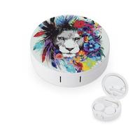 fkgvwo Contact Lens Container Color Art Lion Travel Contact Lens Box with Mirror Tweezers Solution Bottle