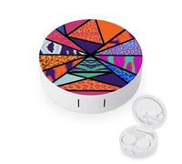 fkgvwo Contact Lens Container Colorful Geometry Travel Contact Lens Box with Mirror Tweezers Solution Bottle