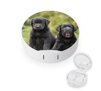 fkgvwo Contact Lens Container Cute Black Labrador Travel Contact Lens Box with Mirror Tweezers Solution Bottle