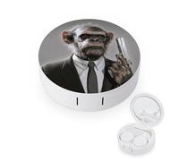 fkgvwo Contact Lens Container Funny Orangutan Travel Contact Lens Box with Mirror Tweezers Solution Bottle