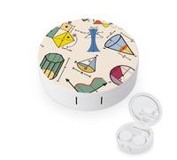 fkgvwo Contact Lens Container Geometry Travel Contact Lens Box with Mirror Tweezers Solution Bottle