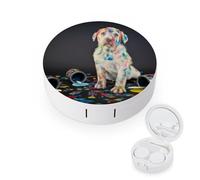 fkgvwo Contact Lens Container Labrador Dog Travel Contact Lens Box with Mirror Tweezers Solution Bottle
