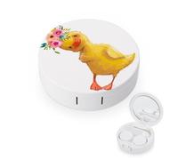 fkgvwo Contact Lens Container Little Duck Travel Contact Lens Box with Mirror Tweezers Solution Bottle