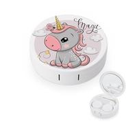 fkgvwo Contact Lens Container Little Unicorn Travel Contact Lens Box with Mirror Tweezers Solution Bottle
