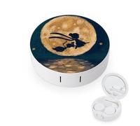 fkgvwo Contact Lens Container Little Witch Travel Contact Lens Box with Mirror Tweezers Solution Bottle