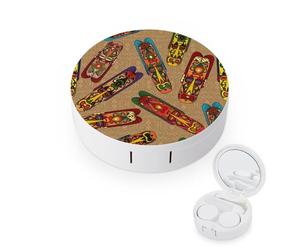 fkgvwo Contact Lens Container National Culture Travel Contact Lens Box with Mirror Tweezers Solution Bottle