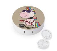 fkgvwo Contact Lens Container Rock Unicorn Travel Contact Lens Box with Mirror Tweezers Solution Bottle