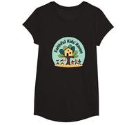 FKH Faithful Kids' Haven - Joyful Treehouse Adventure T-Shirt, Girls, Black, Large