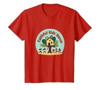 FKH Faithful Kids' Haven - Joyful Treehouse Adventure T-Shirt, Kids, Red, 10 Years