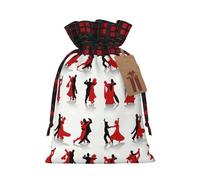 FKHOHL Ballroom Dance Printing Christmas Drawstring Reusable Gift Bags Festive Packaging Needs For Presents