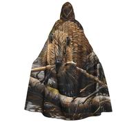 FKHOHL Beaver Working Print Unisex Adult Hooded Cloak Costume Halloween Christmas And Carnival Theme Parties