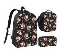 FKHOHL - Breathable backpack set with merry Christmas printing, 3 in 1, practical case for carrying snacks, drinks