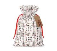 FKHOHL Cute Chihuahua Pug Pattern Printing Christmas Drawstring Gift Bags Festive Present Sack Holiday Xmas Party Favor Decor