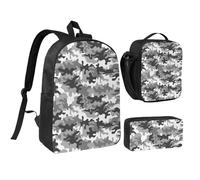 FKHOHL Digital Camo Print Breathable Backpack Set-3 In 1 Lunch Bag Pen Case Convenient Carry Snacks Drinks