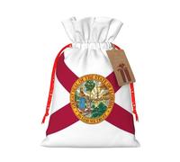 FKHOHL Florida State Flag Printing Christmas Drawstring Gift Bags Festive Present Sack Holiday Xmas Party Favor Decor