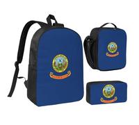 FKHOHL Idaho State Flag Print Breathable Backpack Set-3 In 1 Lunch Bag Pen Case Convenient Carry Snacks Drinks