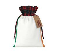 FKHOHL Irish Flag Printing Christmas Drawstring Reusable Gift Bags Festive Packaging Needs For Presents
