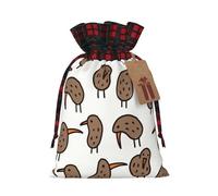 FKHOHL Kiwi Birds Cute Printing Christmas Drawstring Reusable Gift Bags Festive Packaging Needs For Presents