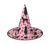 FKHOHL Pink Poodles Dogs Print Halloween Witch Hat Unisex Carnival Cap For Masquerade Balls And Roleplaying Events, Black, 2 PCS
