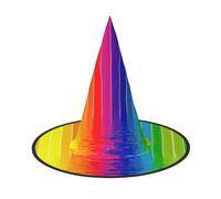 FKHOHL Rainbow Striped Print Halloween Witch Hat Unisex Carnival Cap For Masquerade Balls And Roleplaying Events, Black, 3 PCS