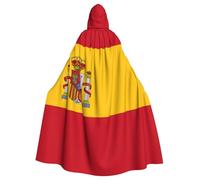 FKHOHL Spanish Flag Print Full Length Hooded Unisex Cloak For Halloween Cosplay And Renaissance Festivals