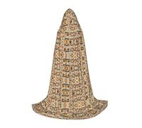 FKHOHL Starfish Seashell Sandy Beach Theme Print Hooded Robe Halloween Cosplay Christmas Carnival Cloak Costume Unisex Adults, Black, Large