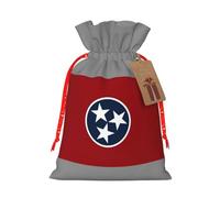 FKHOHL Tennessee State Flag Printing Christmas Drawstring Gift Bags Festive Present Sack Holiday Xmas Party Favor Decor