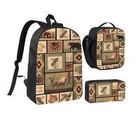 FKHOHL Wild Animals Print Breathable Backpack Set-3 In 1 Lunch Bag Pen Case Convenient Carry Snacks Drinks