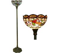 FKINGLRK Pastoral Rose Floor Lamps Tiffany Style Stained Glass Standing Lamp Retro Romance Reading Floor Lamps for Bedroom Living Room Study