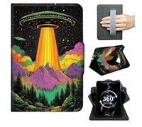 FKIUBWRY Case for iPad Air 11" M4/M3/M2,Air 5th/4th Generation Case 10.9" | 360° Rotating Multi-Angle Stand,Slim Leather Folio Cover,Hand Strap,Magnetic Clasp,Auto Wake/Sleep,Colorful Alien UFO