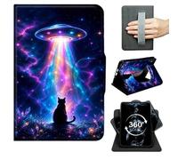 FKIUBWRY Case for iPad Air 3rd Generation 2019,for iPad Pro 10.5" Case 2017 | 360° Rotating Multi-Angle Stand,Slim Leather Folio Cover,Hand Strap,Magnetic Clasp,Auto Wake/Sleep,Cute UFO Cat Galaxy