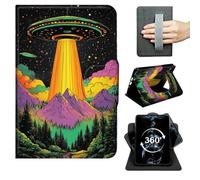 FKIUBWRY Case for iPad Air 3rd Generation 2019,for iPad Pro 10.5" Case 2017 | 360° Rotating Multi-Angle Stand,Slim Leather Folio Cover,Hand Strap,Magnetic Clasp,Auto Wake/Sleep,Colorful Alien UFO