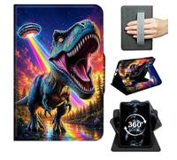 FKIUBWRY Case for iPad Pro 13 Inch M5 / M4 (2025/2024) | 360° Rotating Multi-Angle Stand,Slim Leather Folio Cover,Hand Strap,Magnetic Clasp,Auto Wake/Sleep,Rainbow UFO Dinosaur
