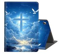 FKIUBWRY Case for Samsung Galaxy Tab A8 10.5-Inch 2022 (SM-X200/X205/X207),Slim PU Leather Multi-Angle Stand Folio Cute Heavy Duty Protective Cover with Auto Wake/Sleep,Blue Cross Pigeon