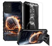 FKIUBWRY for Galaxy A16 5G Phone Case,for Samsung A16 5G Case with Screen Protector & Stand Kickstand & Slide Camera Lens Cover,Dual Layer Protection Heavy Duty Shockproof,American Rugby Fire