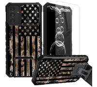 FKIUBWRY for Galaxy A35 5G Phone Case,for Samsung A35 5G Case with Screen Protector & Kickstand & Slide Camera Lens Cover,Dual Layer Protection Built-in Stand Heavy Duty,American Flag Retro