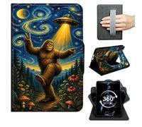 FKIUBWRY for iPad mini 7 A17 Pro Case,for iPad mini 7th/6th Generation Case | 360° Rotating Multi-Angle Stand,Hand Strap,Magnetic Clasp,Auto Wake/Sleep Case for iPad Mini 7 8.3",Starry Night Bigfoot UFO