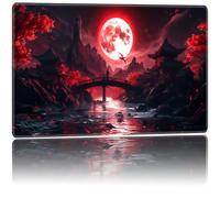FKIUBWRY for MTG Playmat,TCG Card Game Playmat 24 x 14 inches,Mouse Pad,Magic Mat,for Magic The Gathering Board Game Desk Mat,Non-Slip Rubber Base,Stitched Edge,Storage Bag,Blood Moon Secrets