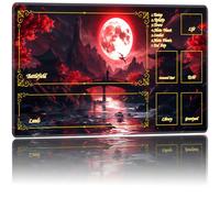 FKIUBWRY for MTG Playmat with Zones 24"x14" - Non-Slip Rubber Base,Stitched Edge,Storage Bag,for TCG Card Game Playmat,Magic Mat,Mouse Pad,for Magic The Gathering,Board Game,Blood Moon Secrets