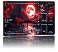 FKIUBWRY Playmat for MTG,Game Mat 24"x14",for TCG Card Game Playmat with Zones,Magic Mat,Mouse Pad,for Magic The Gathering,Board Game Desk Pad,Non-Slip Rubber Base,Storage Bag,Blood Moon Secrets