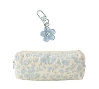 fKiZanthene 1 Piece Flower Pencil Case and 1 Piece Flower Keychain for Girls, Cute Pencil Case, for School & Home Stationery Storage