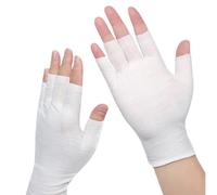fKiZanthene 10 Pairs Cotton Gloves for Eczema, White Moisturising Gloves with Fingerless Design for Overnight Hydration & Sleeping Spa Treatment