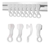fKiZanthene 100 Curtain Hooks, White Curtain Track Gliders 2.9 x 0.9 x 0.8 cm, Curtains and Blind Accessories for Living Room Bedroom Caravan