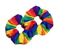 fKiZanthene 2 Pcs Rainbow Scrunchies, Pride Hair Accessories for Women, Soft Fabric Ponytail Holders for Pride Parade Party Celebration and Daily Wear