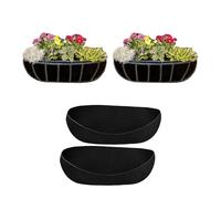 fKiZanthene 2Pcs Fabric Window Box liners, 24 Inch (61cm) Black Non-Woven Hanging Planter Liners, Garden Wall Flower Basket Inserts for Plants & Vegetables
