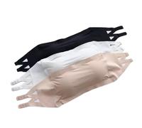 fKiZanthene 3 Pcs Girls Strapless Bandeau Bras, Detachable Shoulder Strap, Seamless Tube Bra with Fixed Chest Pad for Women Teens
