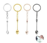 fKiZanthene 4 Colours Mini Spoon Keyring, 5.4cm Tiny Spoon Pendant for Gifts and Everyday Use