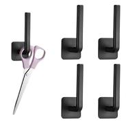 fKiZanthene 4 Pcs Black Self Adhesive Curtain Hooks, L Shaped Curtain Tie Backs Hooks for Home Kitchen Bedroom Curtain & Blind Accessories No Drilling Required